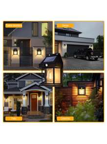 Solar Lamp For Outdoor Wall Garden - 黑色 - 查看 3