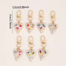 2 piezas de llaveros con colgantes de ojo del mal y flor con corazón de colores, accesorios de joyería DIY de moda, charms mixtos para mochila, bolso, coche, regalos de fiesta, regalos para amigos