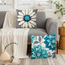 4 Stücke süße Heimat geometrischer Blume Muster Kissenbezug, einfach pastoraler Pfirsich Samt Reißverschluss Kissenbezug für Zuhause, Auto, Schlafzimmer, Wohnzimmer, geeignet für alle Jahreszeiten (Kisseneinsatz nicht enthalten)