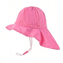 Infants Toddlers Hats Chin Strap Baby Boys Girls Sun Protection Hat Outdoor Play Wide Brim Bucket Hat With Neck Flap