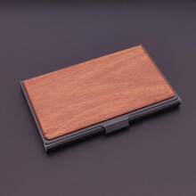 Customizable Metal Black Walnut Business Card Holder, Engraved Logo, Corporate Gift, Meeting & Promotion