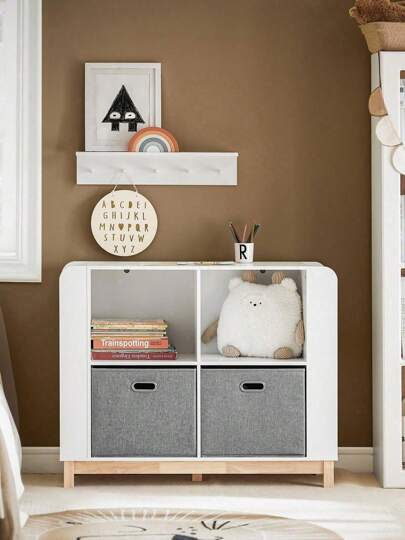 SoBuy KMB85-W Children's Shelf, Bookcase, Children's Room Shelf, Storage Shelf For Children, Children's Room Furniture, White-Natural, Approx. 100x80x35cm (WxHxD)