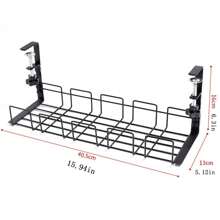 Black Metal Cable Management Tray, Under Desk Storage Rack, Home/Office Cable Organizer, No Drilling Required, Kitchen Storage Accessory - Multicolor - View 13