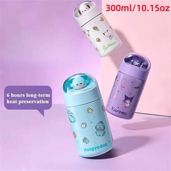 Miniso Taza aislada con los personajes de Sanrio Hangyodon, termo de acero inoxidable con diseño de dibujos animados lindos, botella de agua portátil para exteriores de 300ml/10.15oz