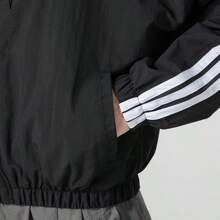 Adidas Women's 3-Stripe Windbreaker Jacket, Minimalist Design, Suitable For Outdoor, Fitness, Training, Hooded Sportswear, JZ2162 - Black/white - View 6