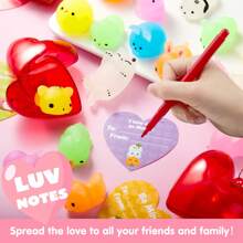 Joyfy 28 Packs Valentines Day Glow In Dark Squishy Mochi Filled Heart Toys With Gift Cards For Family Exchange Gifts Party Favors Set - 彩色 - 查看 5