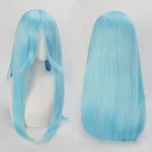 40英寸短款合成假发，带刘海，男女通用，适合男士佩戴，层次感直发，无胶耐热纤维，高密度，外观自然