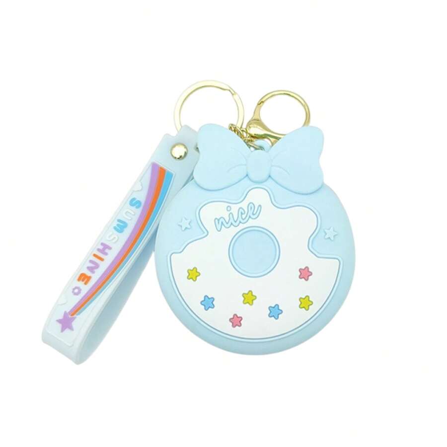 Silicone Coin Purse, Cute Donut Zipper Closure Portable Hanging Pendant Backpack Charm - Blue - View 1