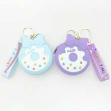Silicone Coin Purse, Cute Donut Zipper Closure Portable Hanging Pendant Backpack Charm - Blue - View 3