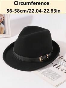 LEAJOURNO. 1pc Women's Autumn/Winter New Vintage British Style Wool Felt Hat With Leather Belt, Fashionable Jazz Hat - Multicolor - View 8