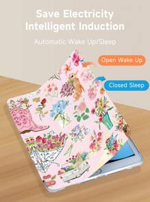 水彩花卉拼布平板电脑保护套，兼容 iPad Mini 4/Mini 5/Mini 6/Air 第五代 (2022)、Galaxy Tab A9 Plus 10.95 英寸、MatePad 10.4 英寸，带 Apple Pencil 插槽/防震/自动休眠/唤醒功能 - 彩色 - 查看 5