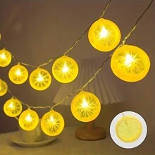 3M 20 LED 灯串水果柠檬室内室外氛围圣诞花园装饰电池灯派对房间装饰防水灯串由电池盒供电不含电池