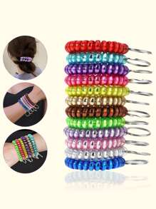 1PC/7PCS Wrist Keychain Plastic Spring Flexible Spiral Wrist Coil Stretchable Wrist Band Wristlet Keychain Bracelet Wrist Coil Car Accessories Bag Charm - Multicolor - View 10