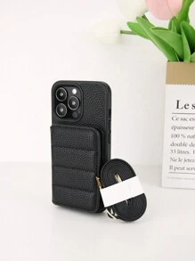 1pc Black Wallet-Style Detachable Shoulder Strap Phone Case With Card Slots & Lanyard Compatible With IPhone 16e/11 Pro Max, IPhone 12 Pro Max, IPhone 13 Pro Max, IPhone 14 Pro Max, IPhone 14 Plus, IPhone 15, IPhone 15 Pro Max, Galaxy S20 Ultra, Galaxy S21 Plus, Galaxy S21 Ultra, Galaxy S22 Plus, Galaxy S23/S24/S25 Ultra, Pixel 5A 5G, Pixel 6 Pro, Pixel 7 Pro, Pixel 8 Pro, Xperia Ace III, Xperia 1 V, Xperia 5 V, Xperia 10 V Waterproof Shockproof Anti-Fall Scratch Resistant