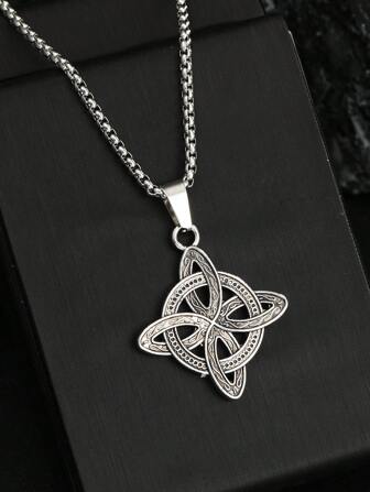 Witch Celtic Witch Knot Pendant Necklace For Women Stainless Steel Slavic Protection Amulet Jewelry Witch's Knot For Festivals, Parties, Outdoors, Birthdays, Dress Up, Halloween, Christmas, Costume Accessories, Gifts For Women Men Everyday Wear