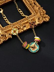 1 chiếc vòng tay thiết kế hoa phong cách Trung Hoa cổ điển mới, độc đáo, thời trang, đa năng, phù hợp để đeo thường ngày, ngày lễ - Vàng - Xem 13