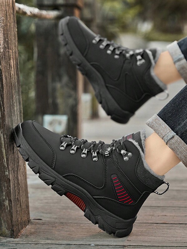 Bottes d'hiver, Chaussures d'hiver pour hommes antidérapantes pour l'extérieur, Chaussures décontractées hautes pour hommes confortables, Baskets pour hommes à semelle épaisse, Bottes de randonnée légères et confortables, Bottes d'alpinisme imperméables et coupe-vent