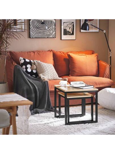 SoBuy FBT42 HG, Nesting Tables, Set Of Coffee Tafel Side End Table, Grijs Zwart view 2