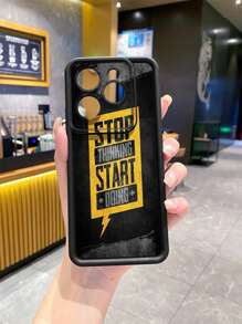Slogan 1pc Stop Start Camera Drop-Proof Phone Case Compatible With IPhone/Galaxy/Infinix/Redmi/OPPO/VIVO//Realme/MOTO/Itel/Tecno