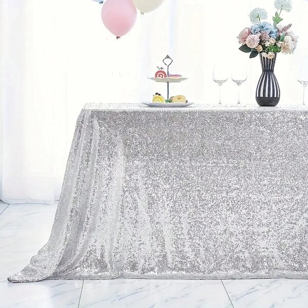 A Sparkling Sequin Tablecloth 60x102 Inch, Rectangular Glitter Table Cloth, Perfect For Weddings, Valentine's Day, Birthday Parties, Candy Buffets, Exhibitions, Graduation Ceremonies, And Bridal Gifts