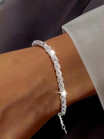 1pc 925 Sterling Silver Phoenix Tail Bracelet Simple Minimalist Chain Bracelet For Women Daily Use Valentine Day Gift