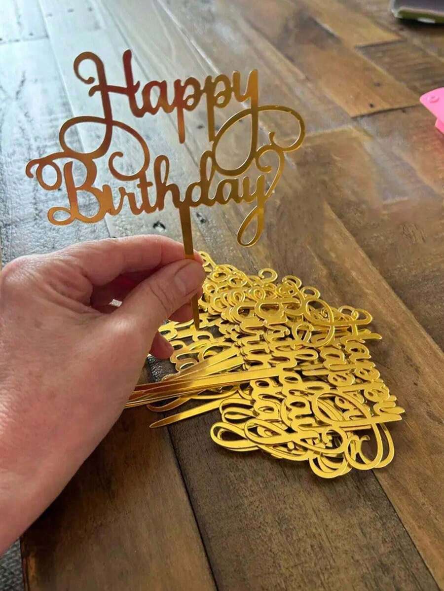 1/3/5/10 件生日快乐蛋糕插件、蛋糕烘焙装饰饰品、蛋糕插件旗帜、烘焙派对用品、适合生日派对的亚克力字母蛋糕装饰品。送给家人和朋友的完美纪念品。 - 彩色 - 查看 1