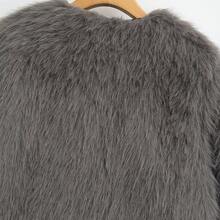 Women's Solid Color Long Sleeve Casual Fashionable Faux Fur - Dark Grey - View 7