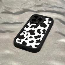 Animal Cow Pattern 1pc Cow Print Gradient Matte Black Phone Case, Personalised Compatible With Iphone 16 Pro Max, 15/14 Plus, 13, 12, 11 And Series Waterproof Shockproof Anti-Fall Scratch Resistant - Multicolor - View 4