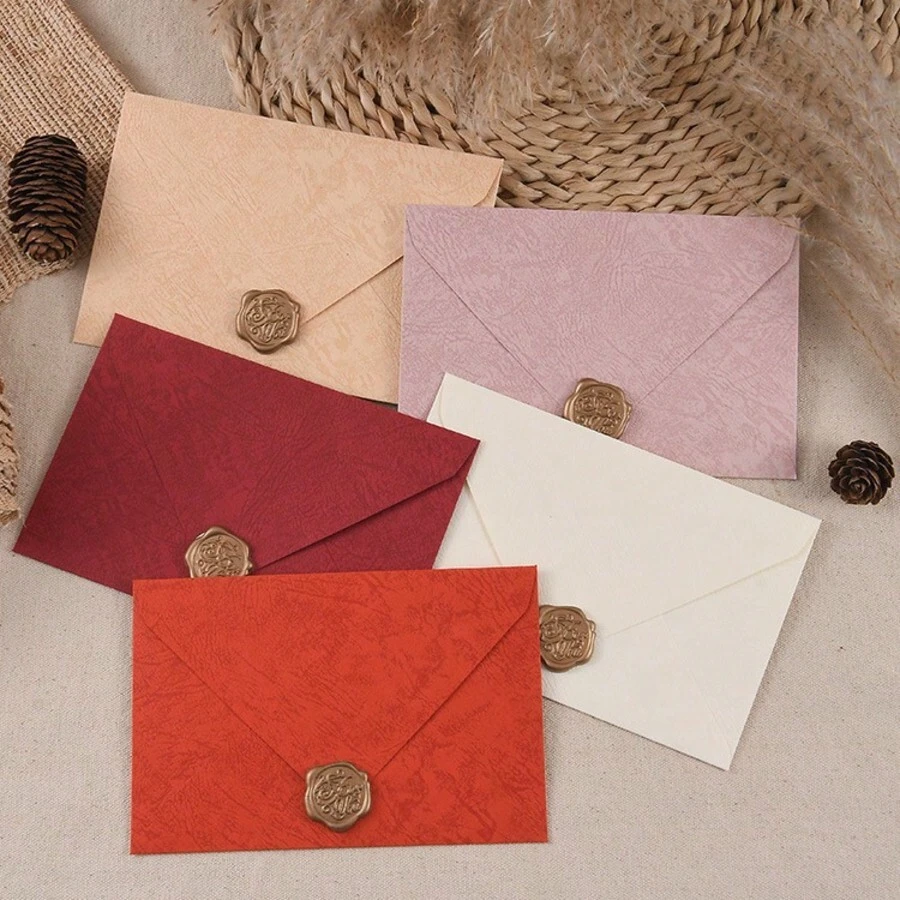 5pcs/Set Tree Grain Envelopes & Stationery Set, Vintage Chinese Style Letters, Wedding/Greeting Cards, Postcards, Envelopes - Multicolor - View 1