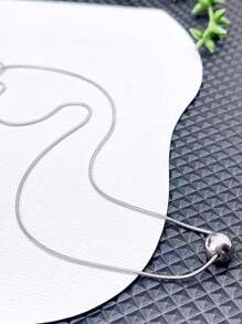 1pc Stainless Steel Necklace With Simple Bead Pendant, Suitable For Women, Daily Or Holiday Wear