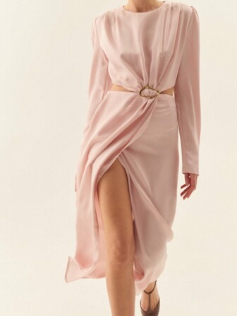 GAAMI Vestido de manga larga elegante y de vacaciones, romántico y lujoso, con cintura descubierta, de diseño francés de principios de primavera