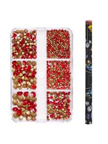 6-Compartment Pointed Bottom Rhinestone Nail Art Decorations, Mixed Assortment Of Pointed Bottom Rhinestones, Colorful Rhinestones, Pointed Bottom Round Rhinestones, Nail Jewelry Accessories Nails Nail Supplies Nail Gems - Multicolor - View 11