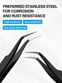 1 pièce/3 pièces/5 pièces Pince à ongles noire incurvée avec barre de pressage en silicone, outil de prise de strass pour ongles, pour le nail art, la presse à fleurs, le collage de stickers à ongles