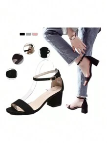 Sandalias De Tacón Bloque Para Dama - Negro - Ver 8