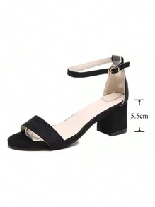 Sandalias De Tacón Bloque Para Dama - Negro - Ver 2