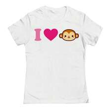 Nearly There I Heart Monkey Graphic Cotton Ladies Fitted T-Shirt - 白色 - 查看 1