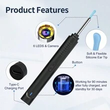 HB Ear Wax Removal With 5 Ear Scoop, Ear Cleaner With Camera,Ear Wax Remover Tool With 1080P, Rechargeable Earwax Removal Kit For Kids Adults