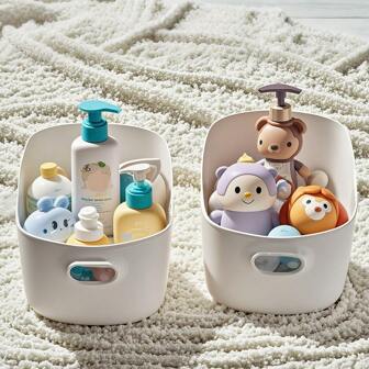 2pcs/Pack Rectangular Baby Toys & Bathing Supplies Storage Boxes, Large & Medium Sizes, Kids Stationery Organizers Love Valentine