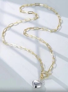 THINTIME 1 pieza Collar con colgante con forma de clip de papel con diseño de corazón de moda, adecuado para uso diario de mujeres/hombres, regalo romántico para el Día de San Valentín