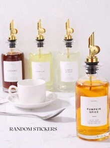 1个金色玻璃油瓶 - 可用作厨房橄榄油瓶、咖啡吧配件咖啡糖浆瓶、食用油瓶，附赠随机贴纸 - 彩色 - 查看 7