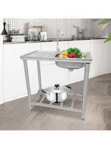 Fregadero Industrial De Acero Inoxidable Grifo Para Cocina - Plateado - Ver 1