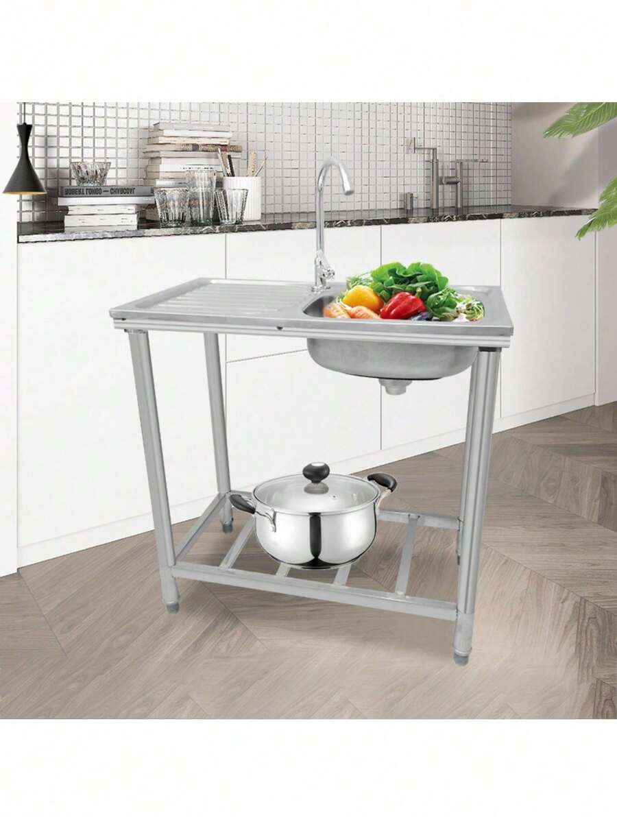 Fregadero Industrial De Acero Inoxidable Grifo Para Cocina - Plateado - Ver 1