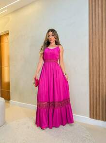 Vestido de Ferias Longa Viscolinho - Coral - Visão 2