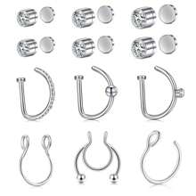 CIZME Fake Earrings Stud Silver Gold Black Fake Cartilage Helix Earring Clip On Earring Hoop, Fake Earrings Stud Silver Gold Fake Cartilage Helix Earring Clip On Earring Hoop 3mm 4mm 5mm - Фальшиві сережки-гвоздики - Переглянути 2