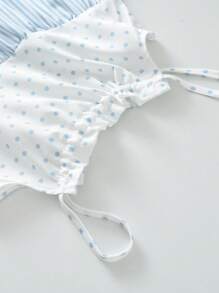 Young Girl Cute & Fun Beach Vacation Sundress Strap Dress For Summer - Blue - View 4