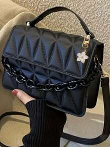Bolso de hombro diagonal de moda 2024, bolso popular con diseño de rejilla de diamantes simple y correa desmontable