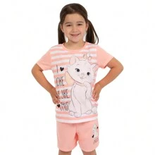 Disney Aristocats Pyjamas | Marie Pyjamas | Girls Short PJs | Official Merchandise - Pink - View 1