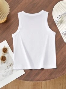 Boys' Summer Outdoor Sports Solid Comfortable Breathable Loose Tank Top, Casual Pure Cotton Sleeveless Undershirt For Children, Essential Wardrobe For Sports, Outdoor Activities And Home Wear - White - View 3