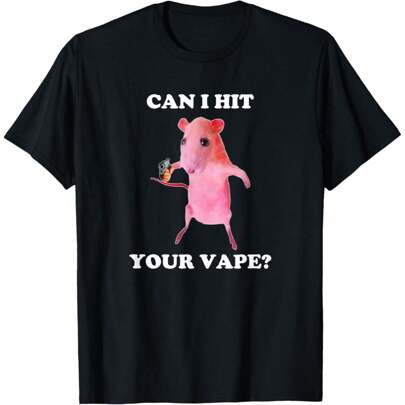 Can I Hit Your Vape? Funny Rat T-Shirt Daily T-Shirt Women  Girls T-Shirt