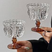 Un porte-gobelet à dessert en cristal rétro de luxe léger, un contenant de vaisselle de maison multi-couleur pour glace haut de gamme, une vaisselle à dessert de restaurant hautement attrayante pour café, un verre à boisson pour le rassemblement familial et l'après-midi du thé, un ensemble de vaisselle européen sculpté comme cadeau